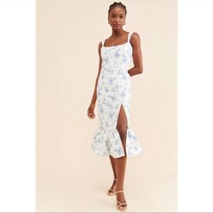 NWT BHLDN Sachin& Babi Eliza Blue and White Toile Print Midi Dress, Size 8